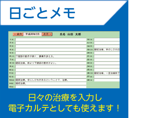 レセコンの機能（日ごとメモ）